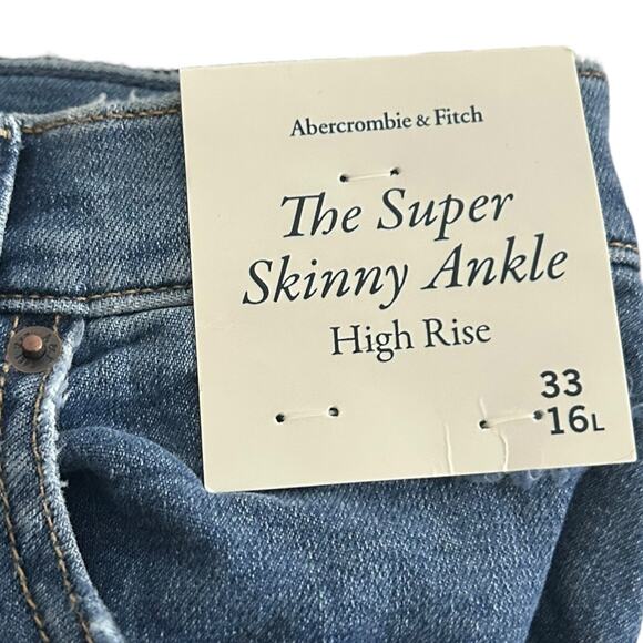 Abercrombie & Fitch The Super Skinny Ankle High Rise Cropped Denim 33 - Picture 6 of 7